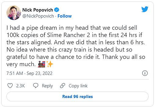 《史萊姆牧場2》首發太火爆!不到6小時就賣出10萬套 《史萊姆牧場2》首發太火爆!不到6小時就賣出10萬套