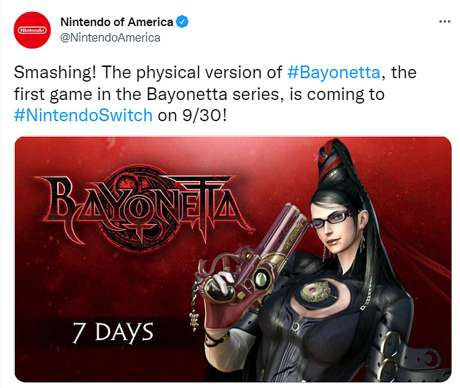 《貝姐1》NS實體版9月30號上市！任天堂提醒倒計時7天