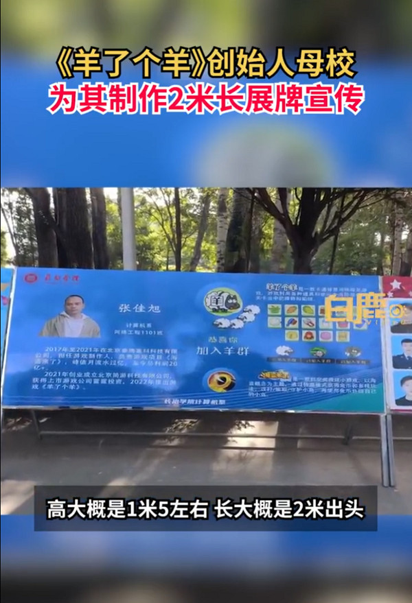 《羊了個羊》風靡全網!創始人被母校製展牌宣傳 《羊了個羊》風靡全網!創始人被母校製展牌宣傳