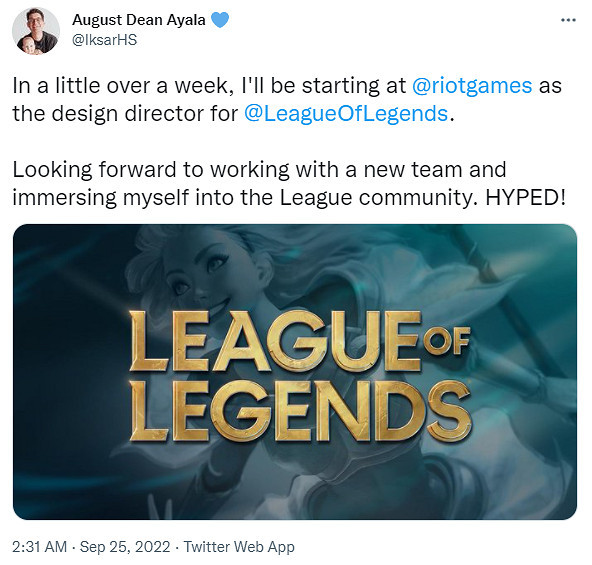 前《爐石戰記》總監加盟拳頭：擔任《LOL》設計總監！