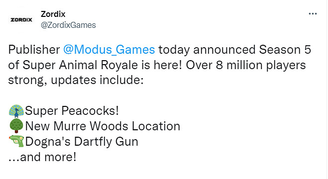 《超級動物大逃殺》玩家數突破800萬 第五賽季現已開啟