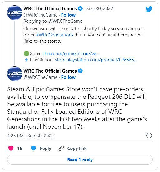 《WRC:世代》官宣延期!新預告片展示預購獎勵賽車 《WRC:世代》官宣延期!新預告片展示預購獎勵賽車