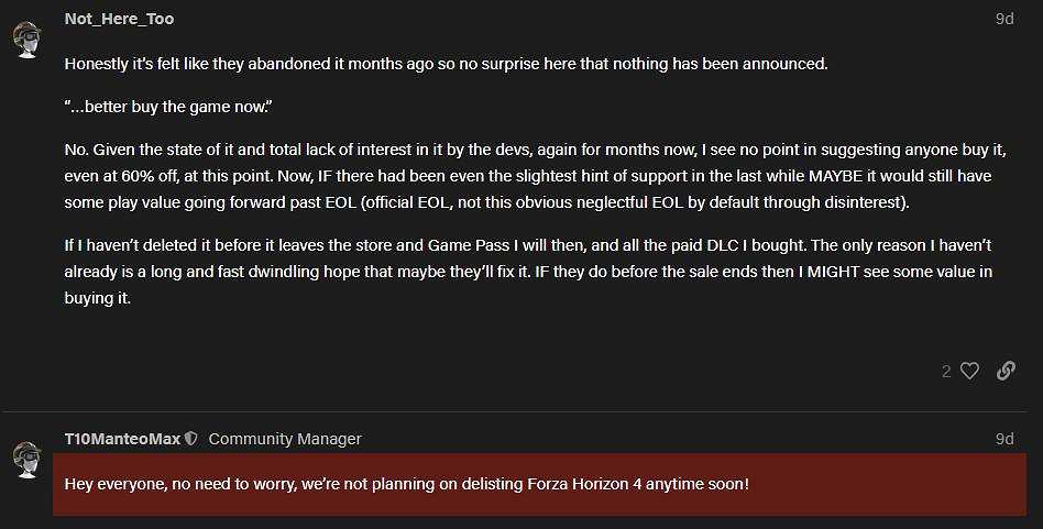 官方澄清《極限競速:地平線4》即將下架:短期內不會 官方澄清《極限競速:地平線4》即將下架:短期內不會