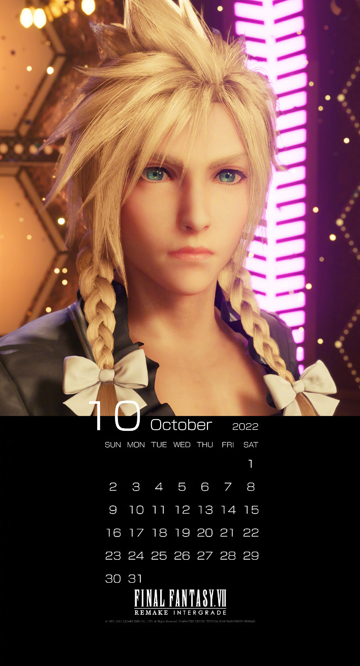 三&quot;美&quot;齊聚！《最終幻想7:重製版》發布10月月曆壁紙