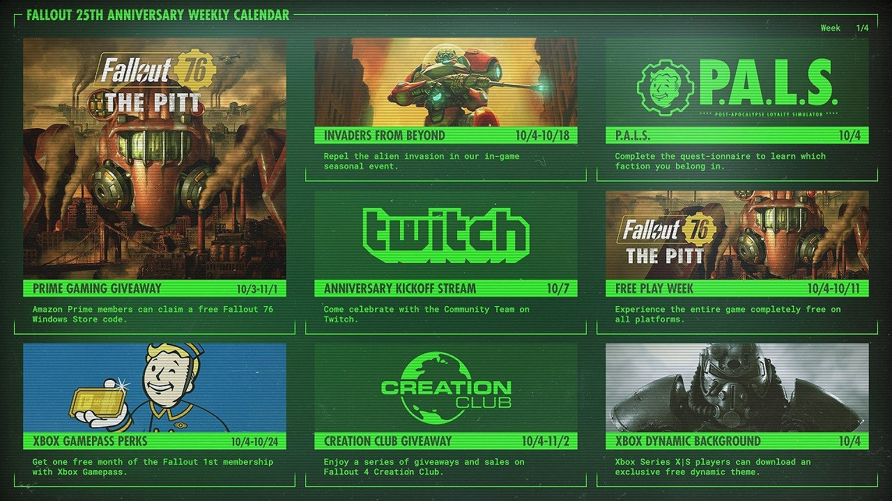 《輻射》25周年!B社宣布《輻射76》開啟免費試玩周! 《輻射》25周年!B社宣布《輻射76》開啟免費試玩周!