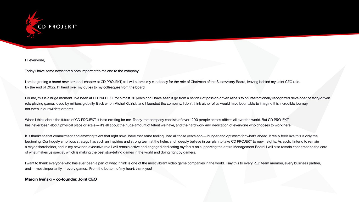 CDP聯合創始人卸任CEO職位 此前在公司任職30年 CDP聯合創始人卸任CEO職位 此前在公司任職30年