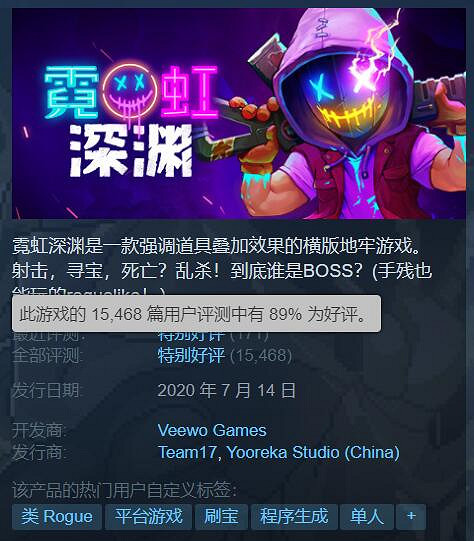 特別好評橫版地牢遊戲《霓虹深淵》Steam中國降價! 特別好評橫版地牢遊戲《霓虹深淵》Steam中國降價!
