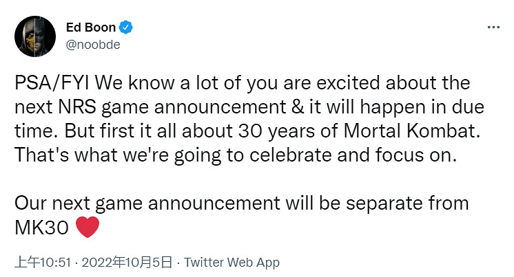 製作人表示《真人快打12》不會在30周年活動中公布！