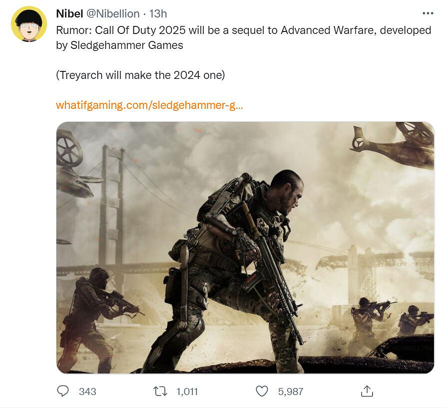 COD大錘組《高級戰爭》續作爆料:2025年重返未來! COD大錘組《高級戰爭》續作爆料:2025年重返未來!