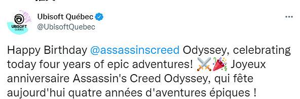 《刺客教條：奧德賽》四周年！育碧魁北克發賀圖