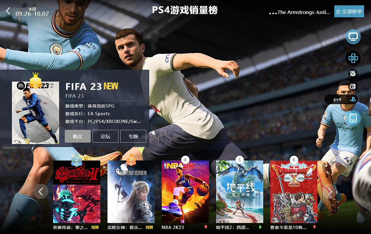 09.26-10.02全球遊戲銷量榜:《FIFA 23》銷量依舊給力 09.26-10.02全球遊戲銷量榜:《FIFA 23》銷量依舊給力