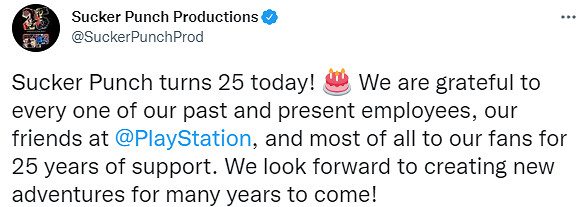 《對馬島之魂》開發商Sucker Punch工作室25周年賀圖