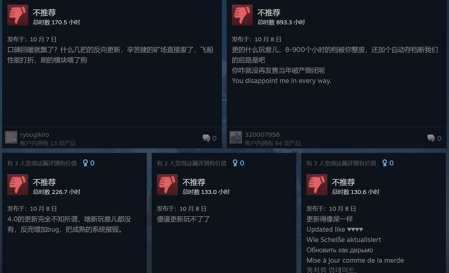 幾百小時白玩了？《無人深空》更新後Steam差評激增!