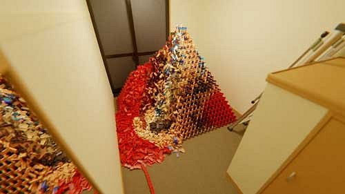 高玩真會玩 玩家打造立體金字塔多米諾推倒驚現瑪利歐