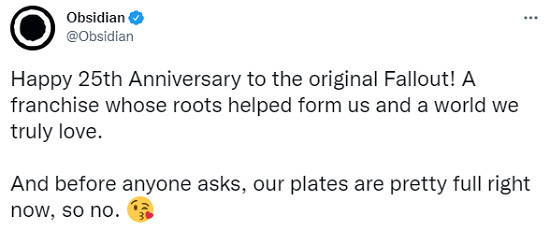 黑曜石表示:我們真是太忙了沒時間開發《輻射》新作 黑曜石表示:我們真是太忙了沒時間開發《輻射》新作