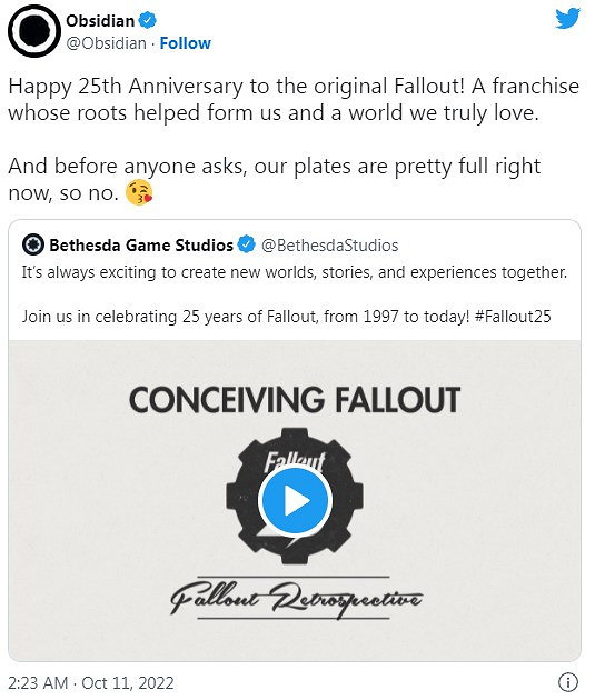 黑曜石：我們太忙了 沒時間開發《輻射》系列新作