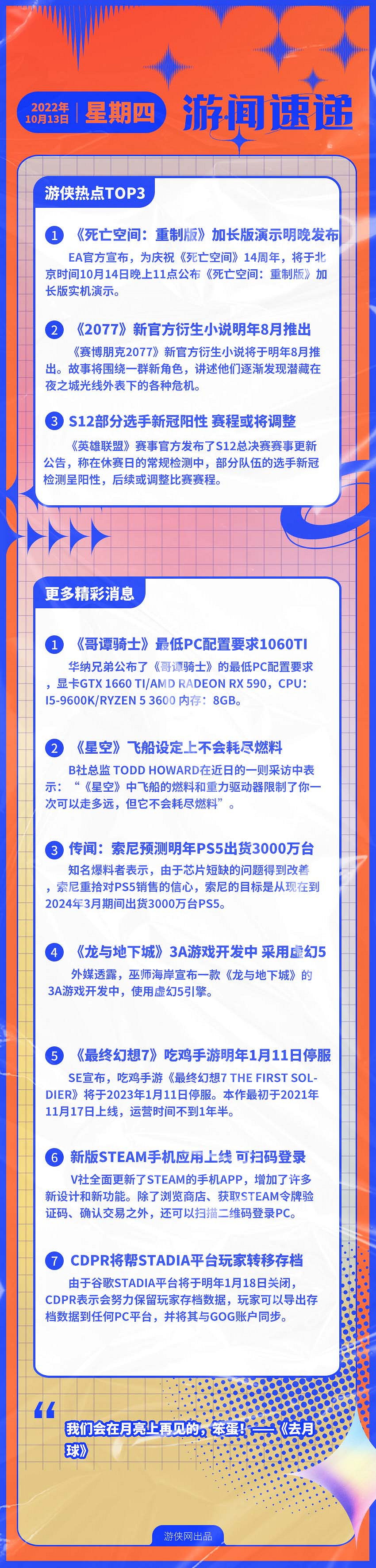 早報:《死亡空間Re》明晚新實機 《2077》新小說