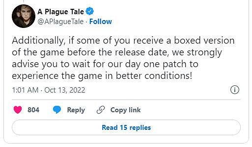 《瘟疫傳說：安魂曲》開發商懇請玩家們不要劇透！