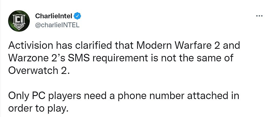 動視澄清《COD:現代戰爭2》只有PC端才要綁定手機號