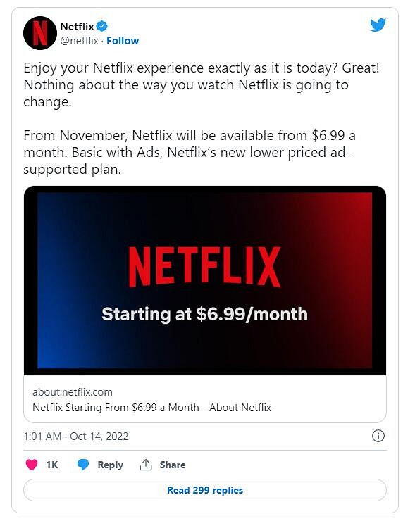 Netflix正式確認更便宜的廣告支援訂閱級別會員 Netflix正式確認更便宜的廣告支援訂閱級別會員
