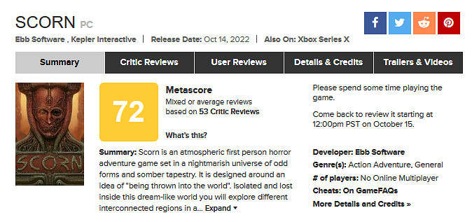 恐怖解密遊戲《蔑視》M站均分72：或許不會太受歡迎