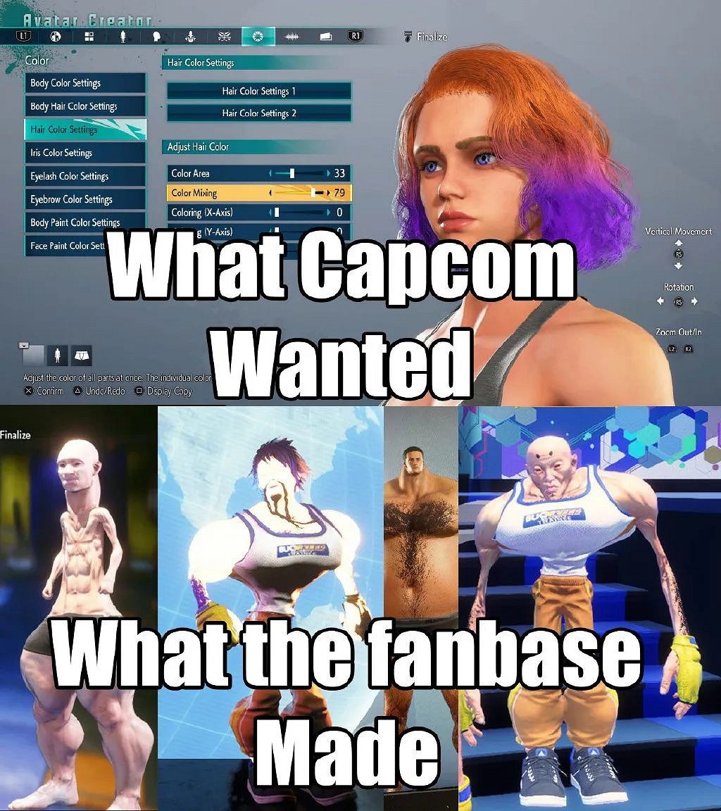 在快打旋風6，你能看見比2077的捏牛子更抽象的捏人