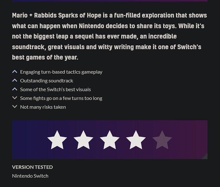 《瑪利歐+瘋狂兔子星耀之願》外媒評測整合 一致好評 《瑪利歐+瘋狂兔子星耀之願》外媒評測整合 一致好評