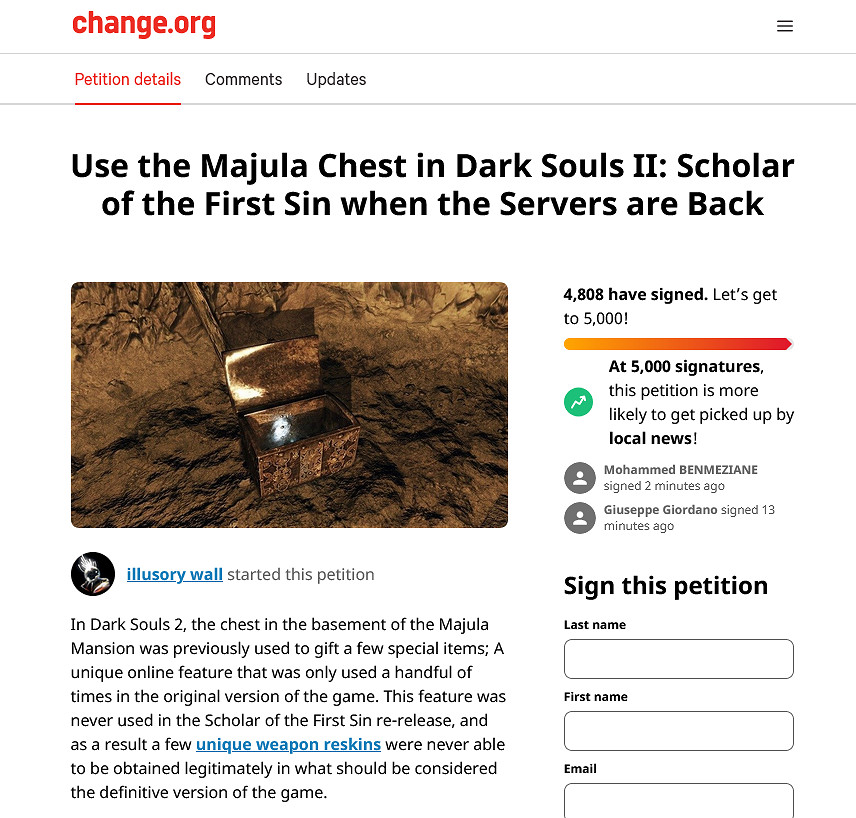 《黑暗之魂2》粉絲請願：要求特殊活動武器全部回歸！