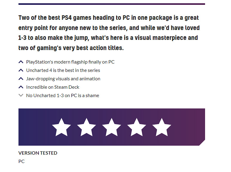 《神秘海域:盜賊傳奇合輯》PC版M站媒體均分出爐! 《神秘海域:盜賊傳奇合輯》PC版M站媒體均分出爐!