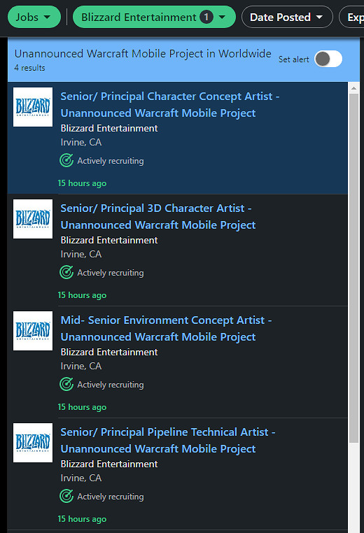 動視暴雪招聘啟事顯示《魔獸世界》手遊仍在開發中 動視暴雪招聘啟事顯示《魔獸世界》手遊仍在開發中