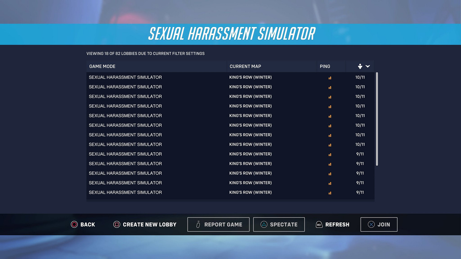 《鬥陣特攻：歸來》自定義出現“性騷擾模擬器”房間