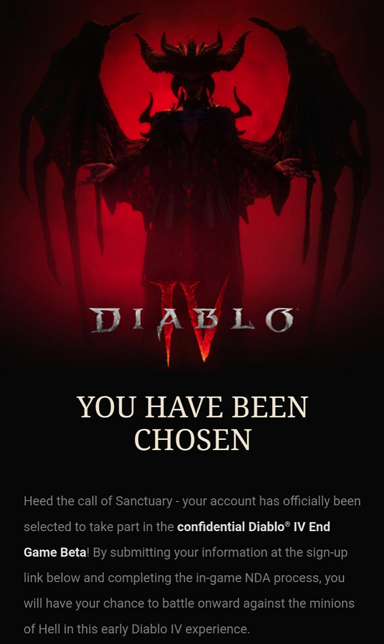暴雪總裁分享《暗黑破壞神4》封測邀請海報：親自公布