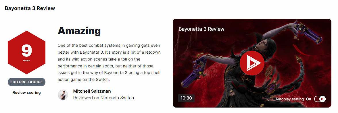 《獵天使魔女3》獲IGN 9分:戰鬥設計出色,堪稱頂級! 《獵天使魔女3》獲IGN 9分:戰鬥設計出色,堪稱頂級!