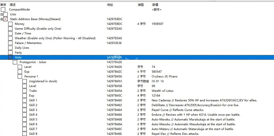 《女神異聞錄5皇家版》ce修改器修改方法 ce修改器教學 《女神異聞錄5皇家版》ce修改器修改方法 ce修改器教學