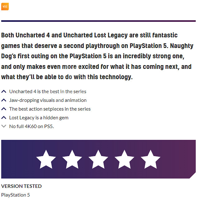 《UNCHARTED: 盜賊傳奇合輯》媒體評分高嗎？遊戲媒體評分一覽