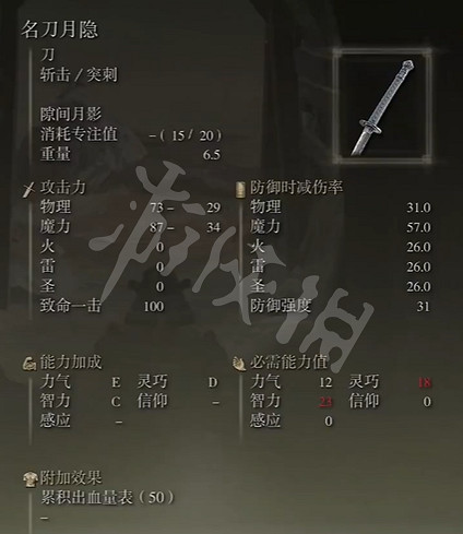 《艾爾登法環》名刀月隱需求有什麽?名刀月隱加點需求推薦 《艾爾登法環》名刀月隱需求有什麽?名刀月隱加點需求推薦