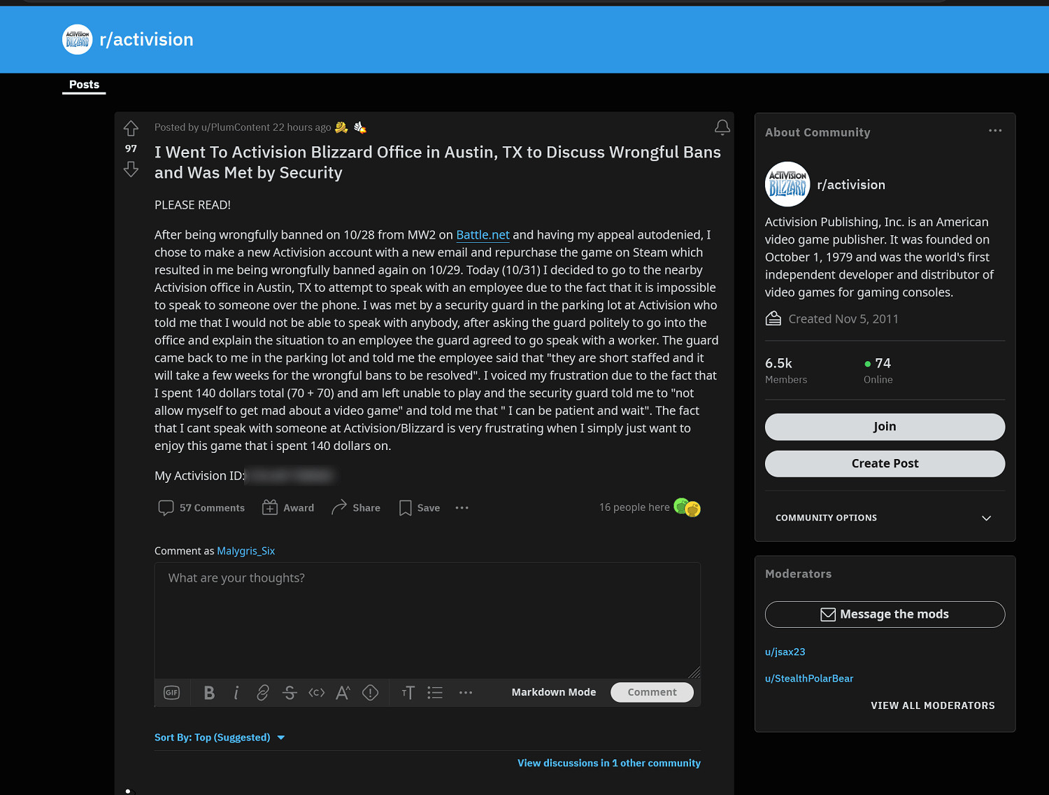 《COD19》被封玩家線下找動視“對線”!遭玩家吐槽! 《COD19》被封玩家線下找動視“對線”!遭玩家吐槽!