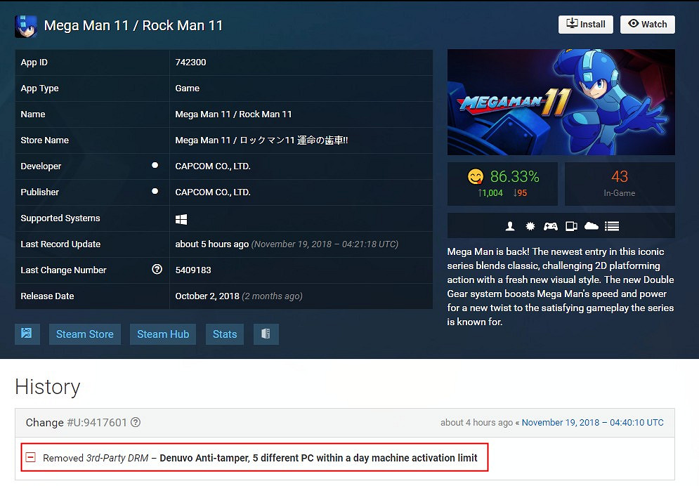 有圖有真相!Steam版《洛克人11》已移除D加密 有圖有真相!Steam版《洛克人11》已移除D加密