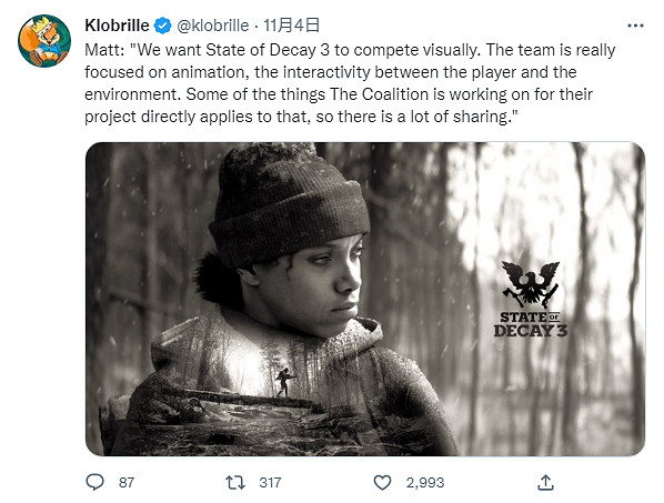 微軟:《腐爛國度3》視覺畫面將會有很大的提升 微軟:《腐爛國度3》視覺畫面將會有很大的提升