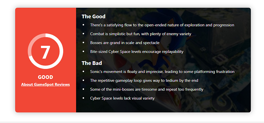 《索尼克:未知邊境》全球媒體評分解禁 MC均分73 《索尼克:未知邊境》全球媒體評分解禁 MC均分73