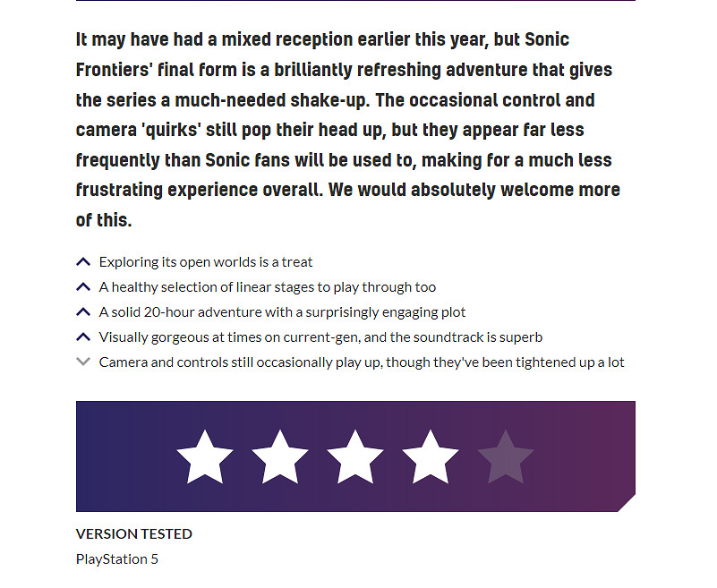 《索尼克:未知邊境》全球媒體評分解禁 MC均分73 《索尼克:未知邊境》全球媒體評分解禁 MC均分73