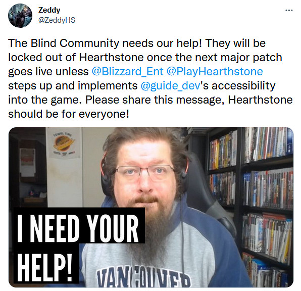盲人也可以玩爐石!盲人玩家請求暴雪增加無障礙系統 盲人也可以玩爐石!盲人玩家請求暴雪增加無障礙系統
