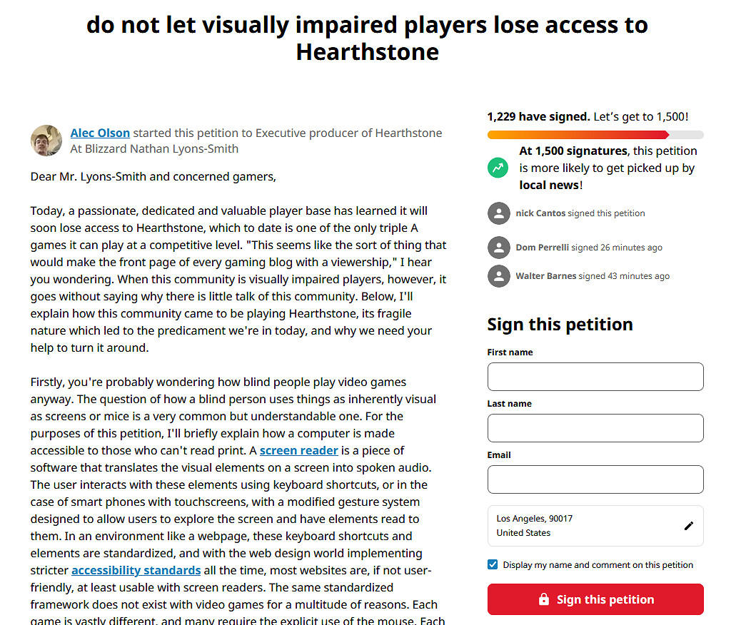 盲人也可以玩爐石!盲人玩家請求暴雪增加無障礙系統 盲人也可以玩爐石!盲人玩家請求暴雪增加無障礙系統