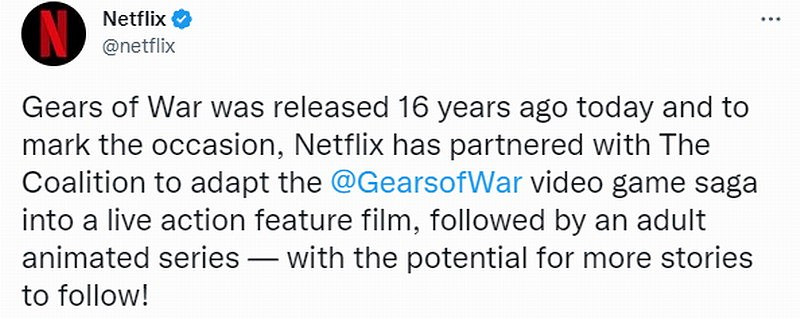 《戰爭機器》將推出真人電影 Netflix傾力打造