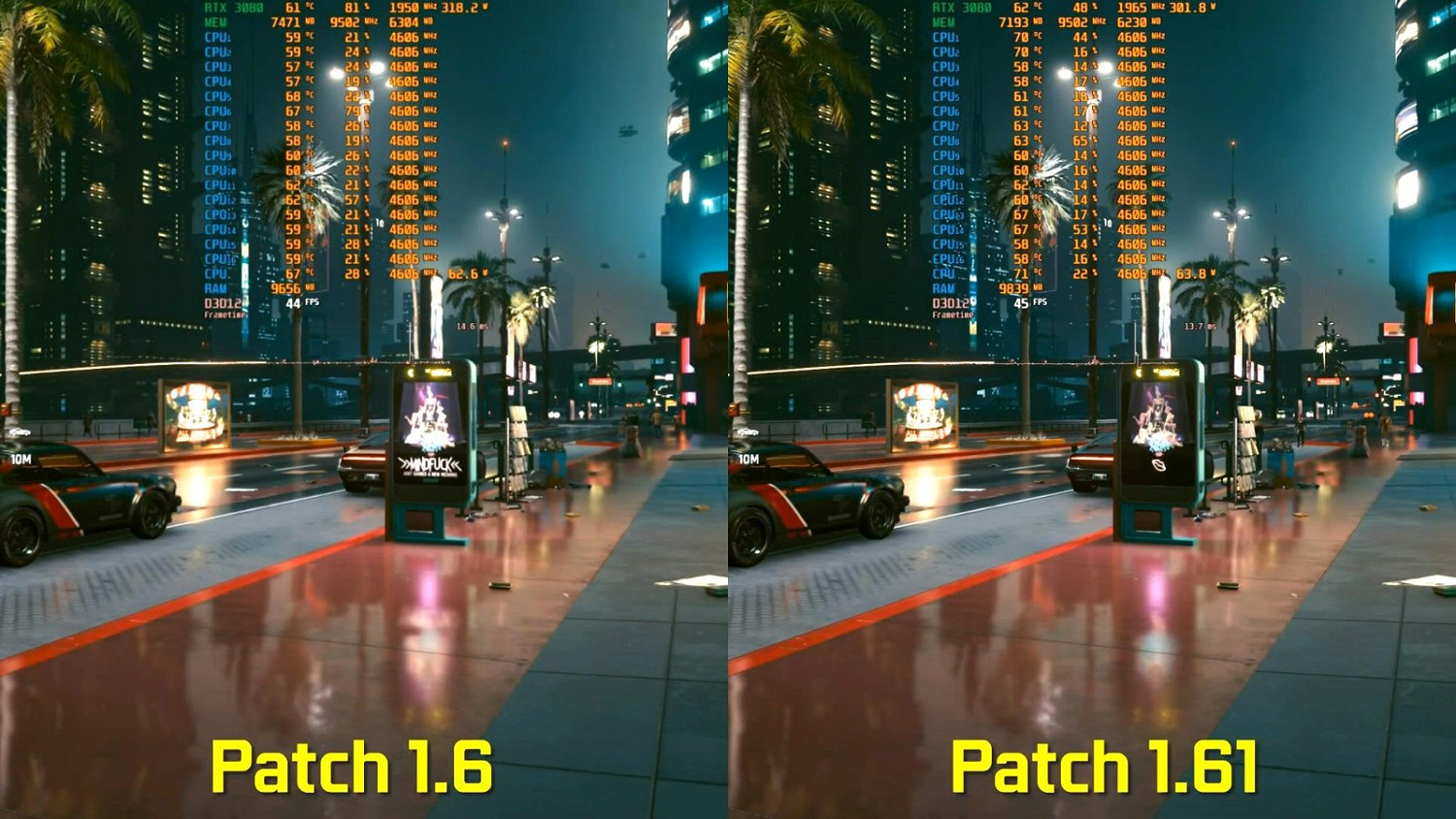 《電馭叛客2077》1.61更新對比影片:所有版本性能改進 《電馭叛客2077》1.61更新對比影片:所有版本性能改進