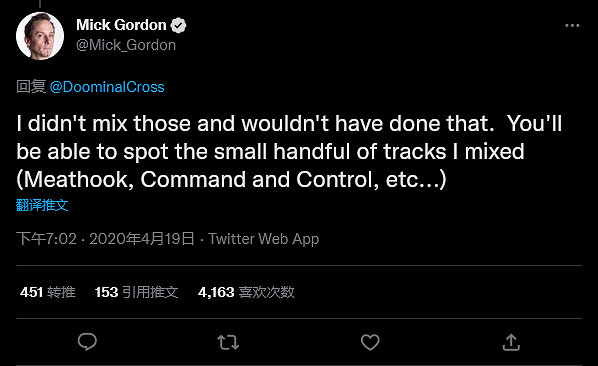 《毀滅戰士：永恆》配樂Mick Gordon長文聲討總監撒謊和公司壓榨