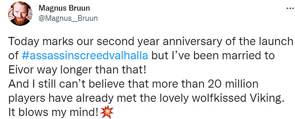 《刺客教條:維京紀元》艾沃爾演員祝賀遊戲發售2周年 《刺客教條:維京紀元》艾沃爾演員祝賀遊戲發售2周年