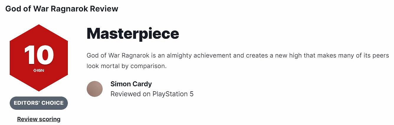 《戰神5》IGN評分高嗎？IGN評分與評價一覽