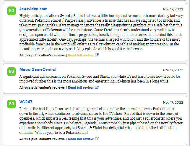 《寶可夢:朱/紫》媒體評分解禁：新作將會取悅老粉絲