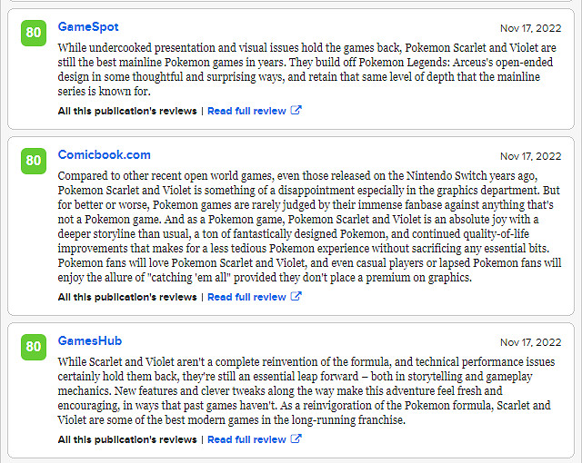 《寶可夢:朱/紫》媒體評分解禁：新作將會取悅老粉絲